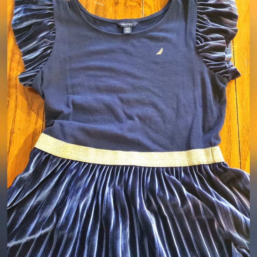 Girls Nautica Velour Dress